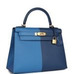 Hermes Kelly Sellier 28 Casaque Deep Bleu And Mykonos Epsom Gold Hardware 83146 product photo 2