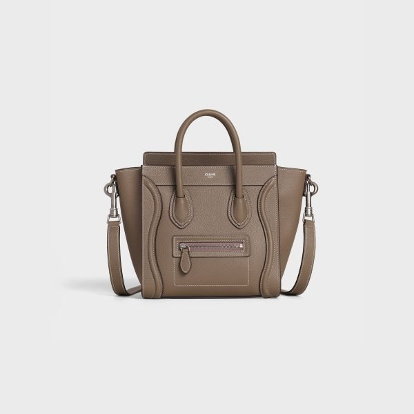NANO LUGGAGE BAG IN BABY DRUNMED CALFSKIN SOURIS