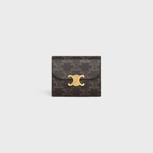 SMALL FLAP WALLET TRIOMPHE IN TRIOMPHE CANVAS TAN