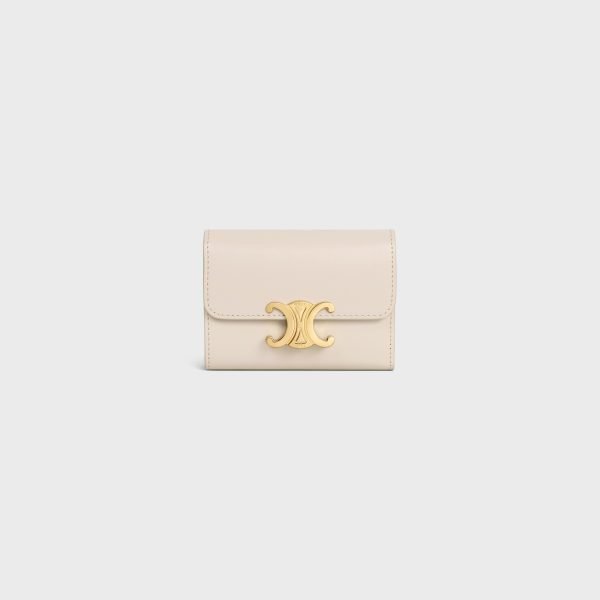 Compact Wallet With Coin Triomphe In Shiny Calfskin Pale Beige 10I653DPV.02PA product photo 1