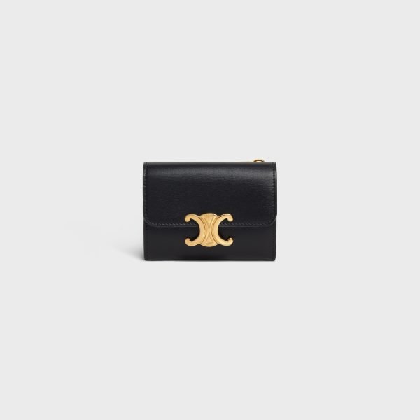 Compact Wallet With Coin Triomphe In Shiny Calfskin Black 10I653DPV.38NO product photo 1