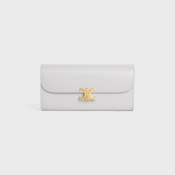 LARGE WALLET TRIOMPHE IN SHINY CALFSKIN CLOUDY GREY