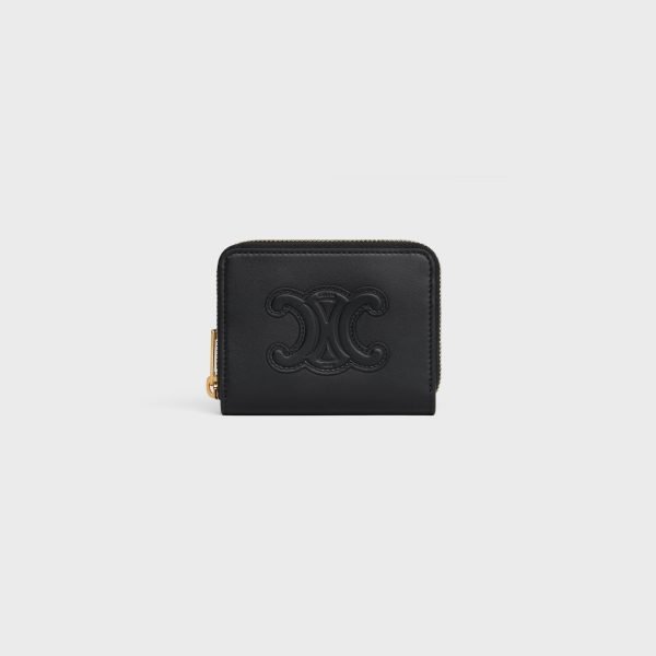 Compact Zipped Wallet Cuir Triomphe In Smooth Calfskin Black 10K533DR8.38NO product photo 1