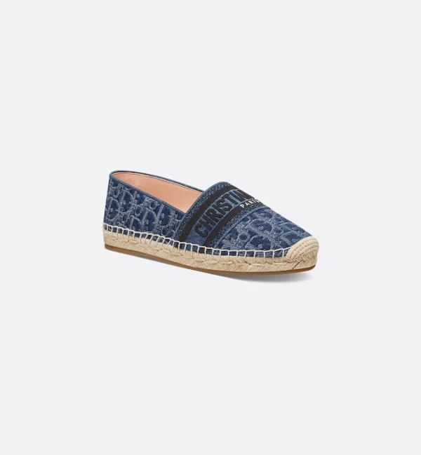 Blue Stonewashed-Effect Cotton Denim Embroidered With Dior Oblique Motif KDB917ODE_S30B product photo 1