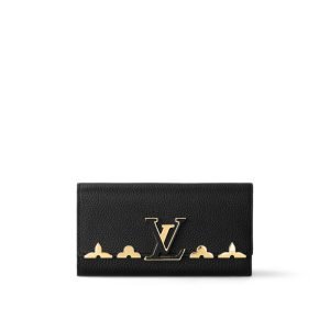 Louis Vuitton Capucines Wallet Black Monogram - Louis Vuitton Wallet or Card Holder front view