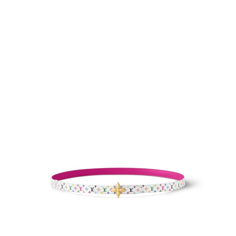 LV X Tm Mini Flowergram 15mm Reversible Belt White Monogram - Women‘s Belt front view