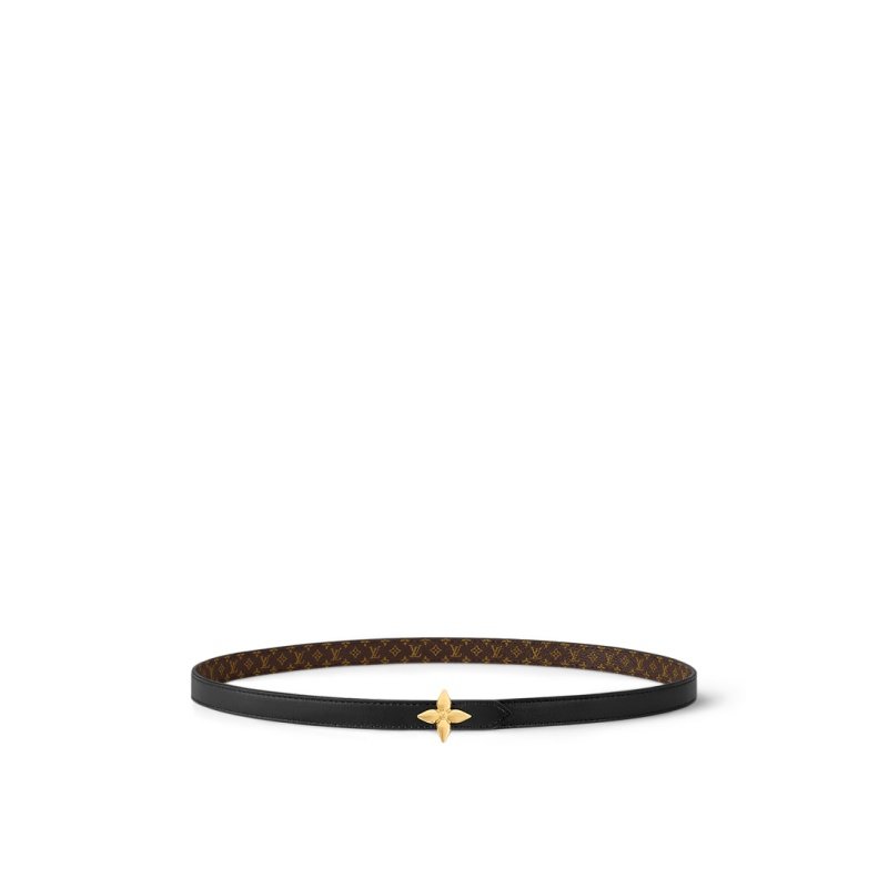 LV Mini Flowergram15mm Reversible Belt Black Monogram - Women‘s Belt Black Canvas front view