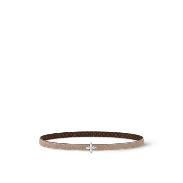 LV Mini Flowergram15mm Reversible Belt Gray Monogram - Women‘s Belt Gray Canvas front view