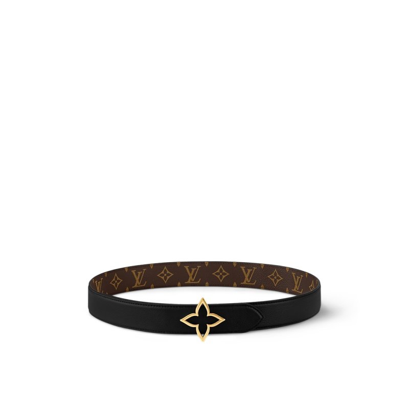 Slim Flower 35mm Reversible Belt Black Monogram - Women‘s Belt front view