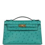 Hermes Kelly Pochette Vert Verone Ostrich Gold Hardware 71354 product photo 1