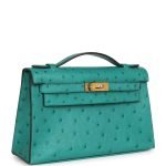 Hermes Kelly Pochette Vert Verone Ostrich Gold Hardware 71354 product photo 2