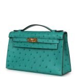 Hermes Kelly Pochette Vert Verone Ostrich Gold Hardware 71354 product photo 3