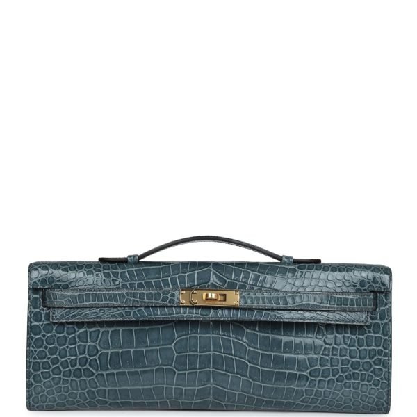 Hermes Kelly Cut Colvert Shiny Porosus Crocodile Gold Hardware 71318 product photo 1