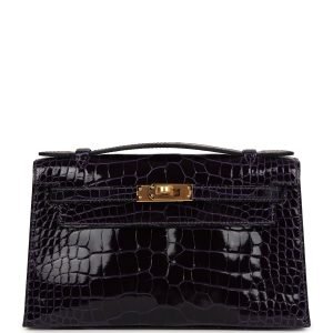 Hermes Kelly Pochette Amethyst Shiny Alligator Gold Hardware 70594 product photo 1