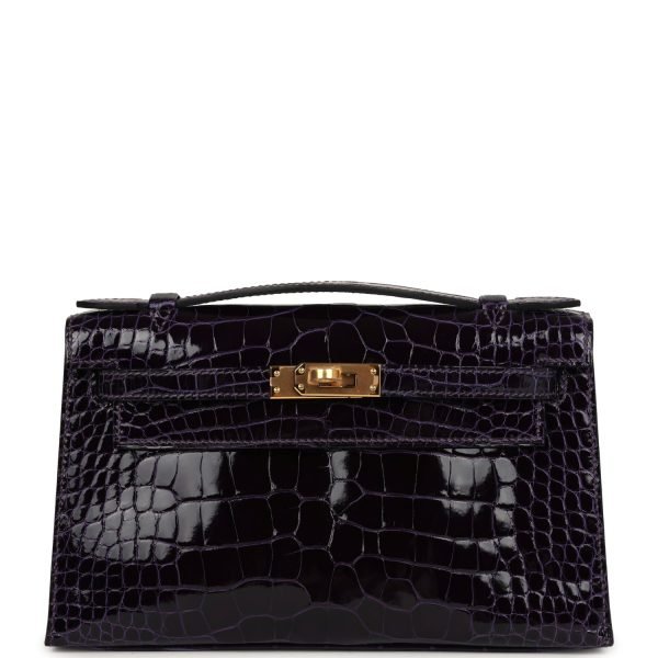Hermes Kelly Pochette Amethyst Shiny Alligator Gold Hardware 70594 product photo 1