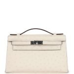 Hermes Kelly Pochette Nata Ostrich Palladium Hardware 69664 product photo 1