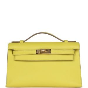 Hermes Kelly Pochette Lime Swift Gold Hardware 69804 product photo 1