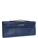 Hermes Kelly Cut Bleu De Malte Matte Porosus Crocodile Palladium Hardware 71196 product photo 2