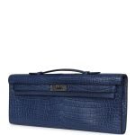 Hermes Kelly Cut Bleu De Malte Matte Porosus Crocodile Palladium Hardware 71196 product photo 3
