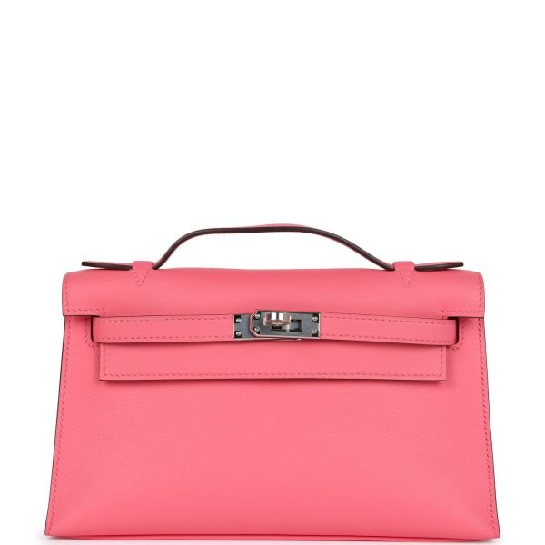 Hermes Kelly Pochette Rose Azalee Swift Palladium Hardware 128763 product photo 1