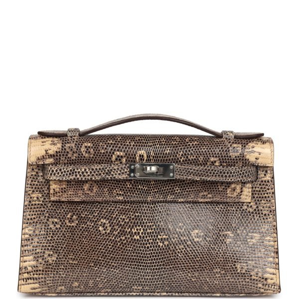 Hermes Kelly Pochette Desert Varanus Salvator Lizard Palladium Hardware 81991 product photo 1