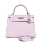 Hermes Kelly Sellier 25 Mauve Pale Epsom Palladium Hardware 69897 product photo 1