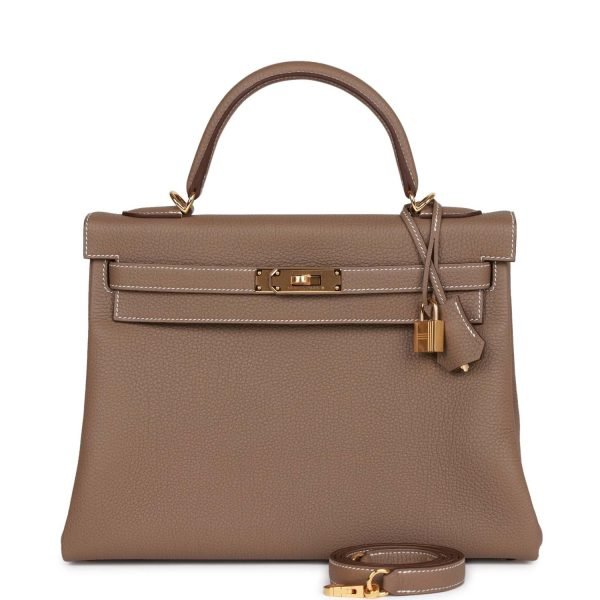 Hermes Kelly Retourne 32 Etoupe Togo Gold Hardware 72450 product photo 1