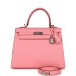 Hermes Kelly Sellier 25 Rose Confetti Epsom Palladium Hardware 70138 product photo 1