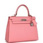 Hermes Kelly Sellier 25 Rose Confetti Epsom Palladium Hardware 70138 product photo 2