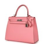 Hermes Kelly Sellier 25 Rose Confetti Epsom Palladium Hardware 70138 product photo 3