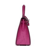 Hermes Kelly Sellier 25 Rose Pourpre Ostrich Palladium Hardware 70256 product photo 4