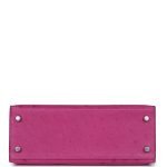 Hermes Kelly Sellier 25 Rose Pourpre Ostrich Palladium Hardware 70256 product photo 6