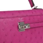 Hermes Kelly Sellier 25 Rose Pourpre Ostrich Palladium Hardware 70256 product photo 7