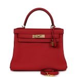 Hermes Kelly Retourne 28 Vermillion Clemence Gold Hardware 70378 product photo 1