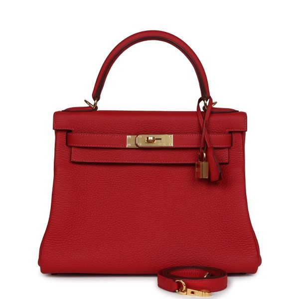 Hermes Kelly Retourne 28 Vermillion Clemence Gold Hardware 70378 product photo 1