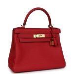 Hermes Kelly Retourne 28 Vermillion Clemence Gold Hardware 70378 product photo 2