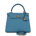 Hermes Kelly Retourne 25 Blue Jean Togo Gold Hardware 70867 product photo 1