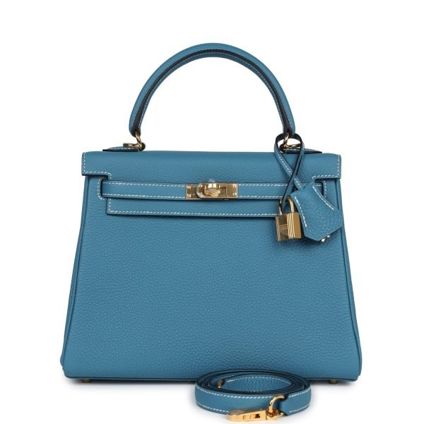 Hermes Kelly Retourne 25 Blue Jean Togo Gold Hardware 70867 product photo 1