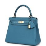 Hermes Kelly Retourne 25 Blue Jean Togo Gold Hardware 70867 product photo 3