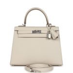 Hermes Kelly Sellier 25 Craie Epsom Palladium Hardware 69606 product photo 1