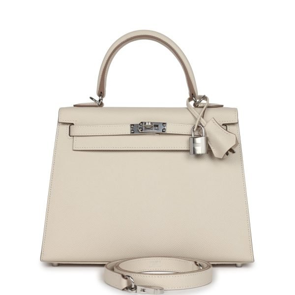 Hermes Kelly Sellier 25 Craie Epsom Palladium Hardware 69606 product photo 1