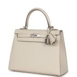Hermes Kelly Sellier 25 Craie Epsom Palladium Hardware 69606 product photo 3