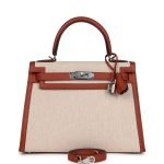 Hermes Kelly Sellier 28 Cuivre Swift And Ecru Toile H Palladium Hardware 72198 product photo 1
