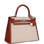 Hermes Kelly Sellier 28 Cuivre Swift And Ecru Toile H Palladium Hardware 72198 product photo 2