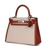 Hermes Kelly Sellier 28 Cuivre Swift And Ecru Toile H Palladium Hardware 72198 product photo 3