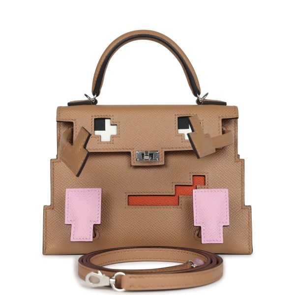 Hermes “Quelle Idolle” Picto Kelly Doll Chai/Mauve Sylvestre/Bleu Celeste/Terre Battue Epsom Palladium Hardware