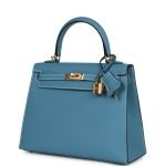 Hermes Kelly Sellier 25 Blue Jean Epsom Gold Hardware 70866 product photo 3