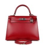 Hermes Kelly Sellier 28 Rouge Piment Box Palladium Hardware 70377 product photo 1