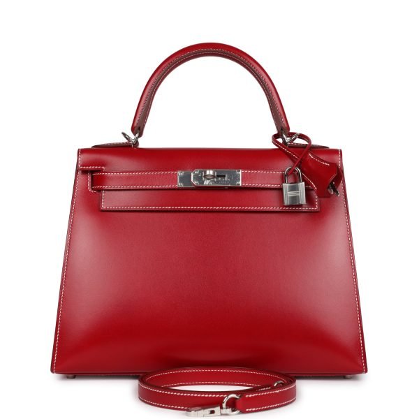 Hermes Kelly Sellier 28 Rouge Piment Box Palladium Hardware 70377 product photo 1