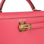 Hermes Kelly Sellier 20 Rose Azalee Chevre Mysore Gold Hardware 70176 product photo 7
